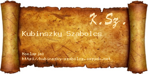 Kubinszky Szabolcs névjegykártya